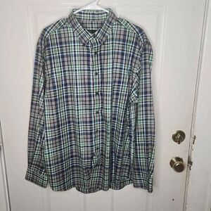 Jos.A.Bank green plaid long sleeve shirt Men's size XL